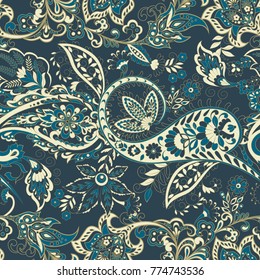 Seamless Paisley pattern in indian style. Floral vector illustration