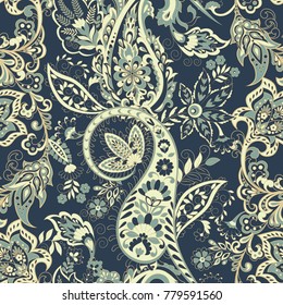 Seamless Paisley pattern in indian style. Floral vector illustration