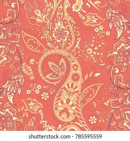 Seamless Paisley pattern in indian style. Floral vector illustration