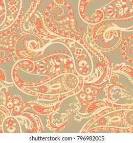 Seamless Paisley pattern in indian style. Floral vector illustration