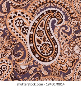 Patrón Paisley sin foco en estilo textil indio. Ilustración vectorial floral