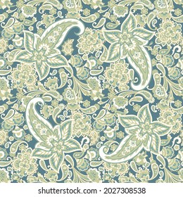Seamless Paisley pattern in indian textile style. Floral vector illustration