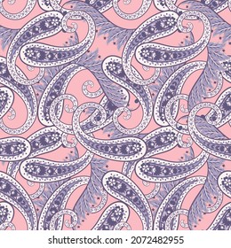 Patrón Paisley sin foco en estilo textil indio. Ilustración vectorial floral