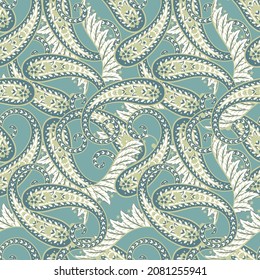 Patrón Paisley sin foco en estilo textil indio. Ilustración vectorial floral