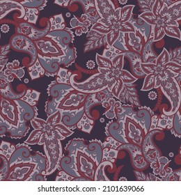 Nahtlose Paisley-Muster im indischen Textilstil. BlumenVektorgrafik