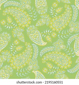 Patrón Paisley sin foco en estilo textil indio. Ilustración vectorial floral