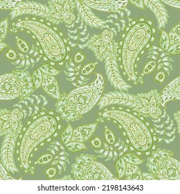 Seamless Paisley pattern in indian textile style. Floral vector illustration