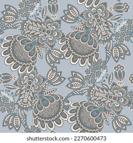 Nahtlose Paisley-Muster im indischen Textilstil. BlumenVektorgrafik