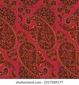 Patrón Paisley sin foco en estilo textil indio. Ilustración vectorial floral
