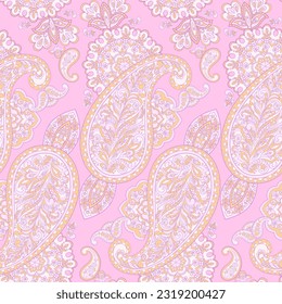Seamless Paisley pattern in indian textile style. Floral vector illustration