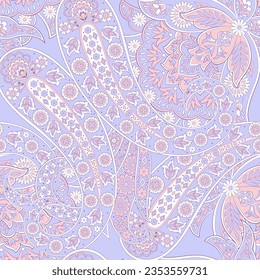 Seamless Paisley pattern in indian textile style. Floral vector illustration