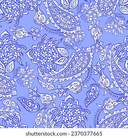 Seamless Paisley pattern in indian textile style. Floral vector illustration