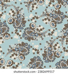 Seamless Paisley pattern in indian textile style. Floral vector illustration