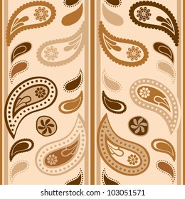 Seamless paisley pattern, ivory color variation. Pattern color swatch included