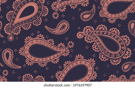 Seamless paisley pattern in muted colors