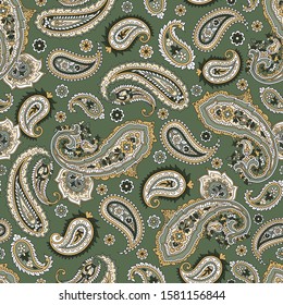 Seamless  Paisley Pattern On Background 