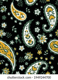 seamless paisley pattern on black