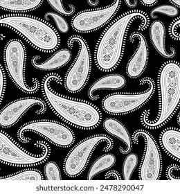 seamless paisley pattern on black background