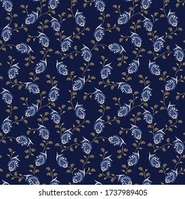 seamless paisley pattern on blue