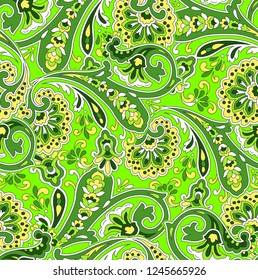 seamless paisley pattern on green