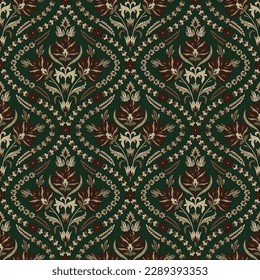 seamless paisley pattern on green background