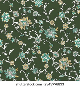 seamless paisley pattern on green background