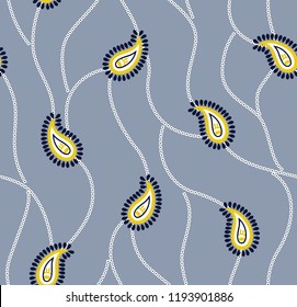 seamless paisley pattern on grey bandana background