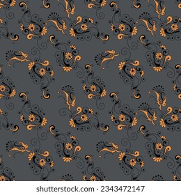 seamless paisley pattern on grey background