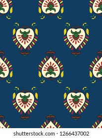 Seamless paisley pattern on navy background