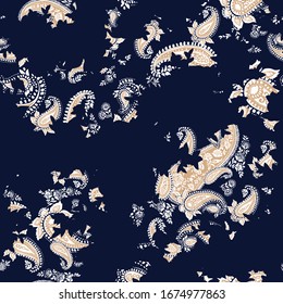 seamless paisley pattern on navy background