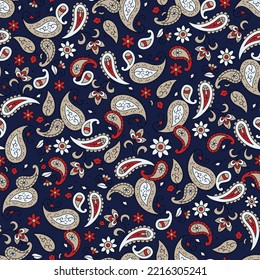 seamless  paisley pattern on  navy background