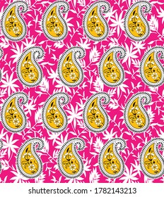 seamless paisley pattern on pink background for textile ,wallpaper.