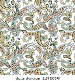 seamless paisley pattern on white background