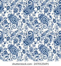 seamless paisley pattern on white background