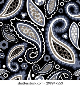 seamless paisley pattern, oriental flower. stock vector