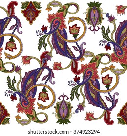 Seamless paisley pattern, ornamental paisley print for textile, wrapping, fabric