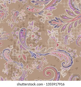 seamless paisley pattern with pied-de-poule print