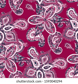 Seamless Paisley Pattern. Retro Indonesian