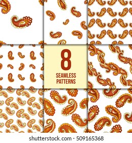 Seamless paisley pattern set