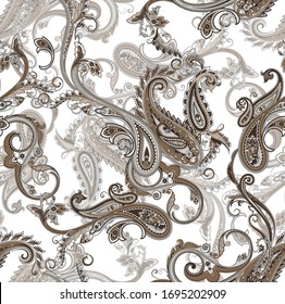 Seamless paisley pattern to textile design and fabrics. Classic seamless paisley background on vector