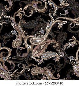 Seamless paisley pattern to textile design and fabrics. Classic seamless paisley background on vector