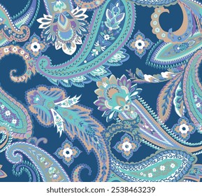 seamless paisley pattern with trend colors for bed linen .textiles, fabrics, souvenirs, packaging, greeting cards and scrapbooking,shawl