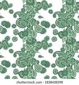 Seamless Paisley Pattern. Trendy Asian Rapport.