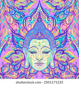 Seamless paisley pattern. Vector illustration. Hippie inspired background. Psychedelic concept. Buddhism, trance music. Esoteric art.