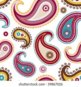 Seamless paisley pattern, vector illustration
