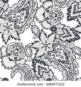 seamless paisley pattern. Vector Indian floral ornament.