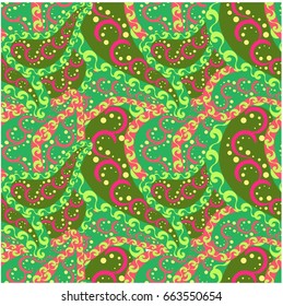 Seamless paisley red and green pattern stock vector illustration