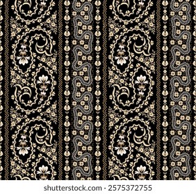 seamless paisley striped pattern with trend colors on black  for bed linen ,textiles, fabrics, greeting cards and scrapbooking,shawl