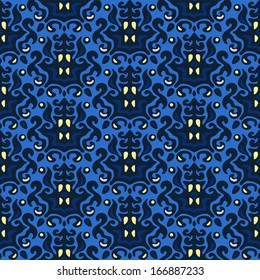 Seamless paisley  texture  blue background