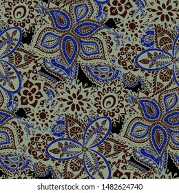 Seamless Paisley Texture. Delicate Asian Rapport.